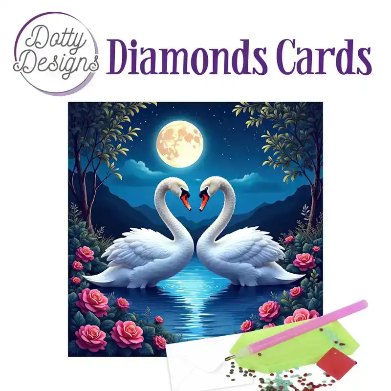Dotty Designs Diamond Cards – 2 Swans