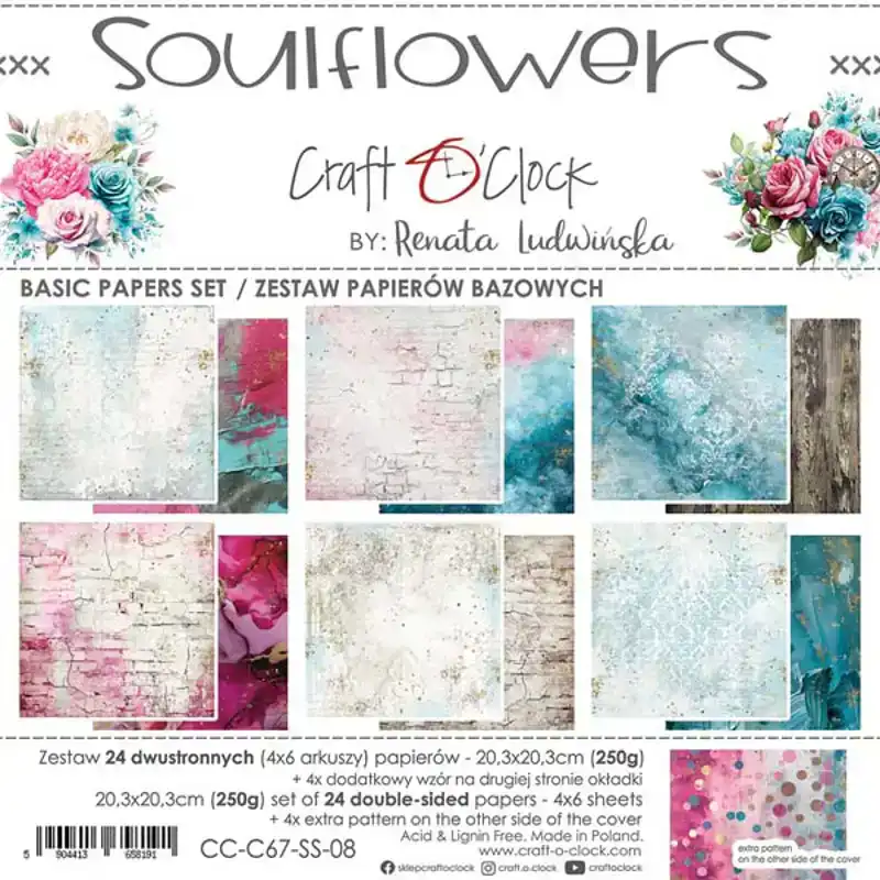 Craft O Clock - Soulflowers 20 x 20 basic paper pad