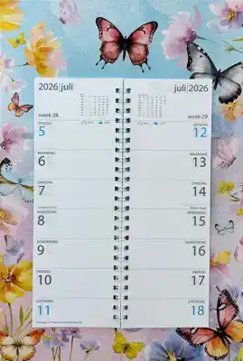 Omleg week kalender 2026 Vlinders getekend