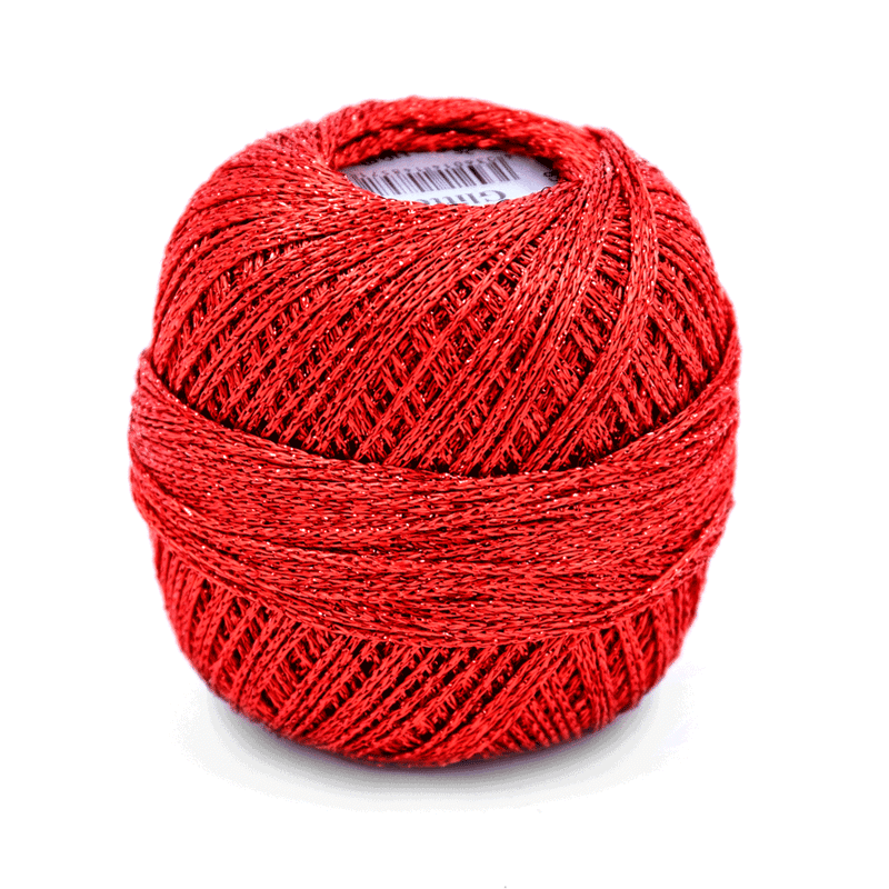Grundl glitter uni haakgaren metallic rood 25gr 110m