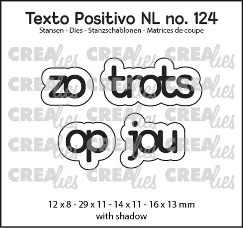 Crealies Texto Positivo Snijmal no. 124, zo trots op jou