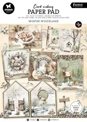 Winter woodland card making pad 210x294x4mm 14 sheet