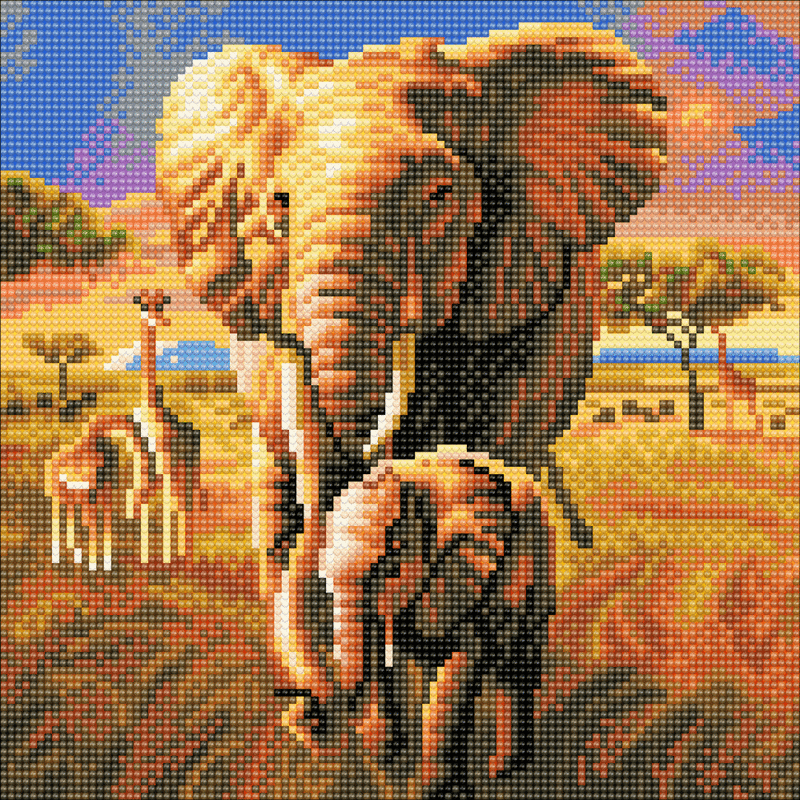 Framed crystal art kit elephant of the savannah 30x30cm CAK-A68