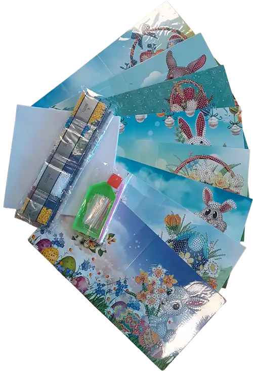 Diamond Painting Wenskaarten Set 8st met envelop<br>