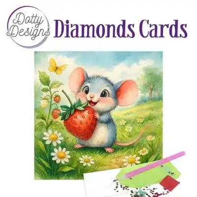 Dotty Designs Diamond Cards – Mouse with Strawberry