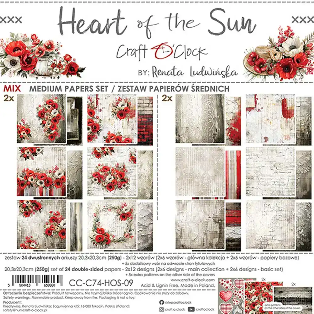 Craft O’Clock Heart Of The Sun Papierpakket 20, 3 X 20, 3cm Mix