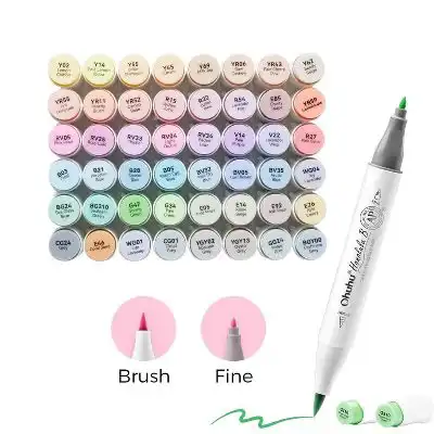 Ohuhu Honolulu B48 Pastel Sweetness Colors Alcohol Markers Dual Tip Set