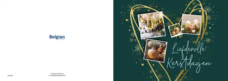 Kerstkaart 2025 kerstdagen 4 afbeeldingen blauw en groen