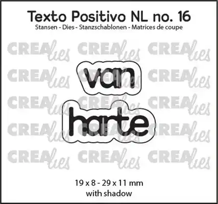 Crealies Texto Positivo stansen no. 16, van harte