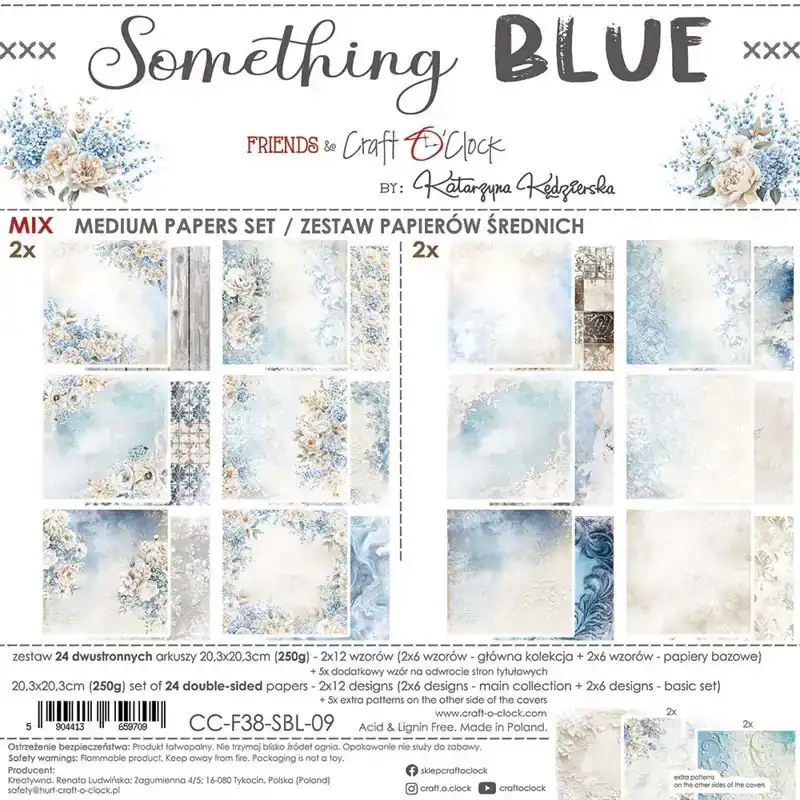 Craft O Clock Something Blue 20x20 mix paper pad