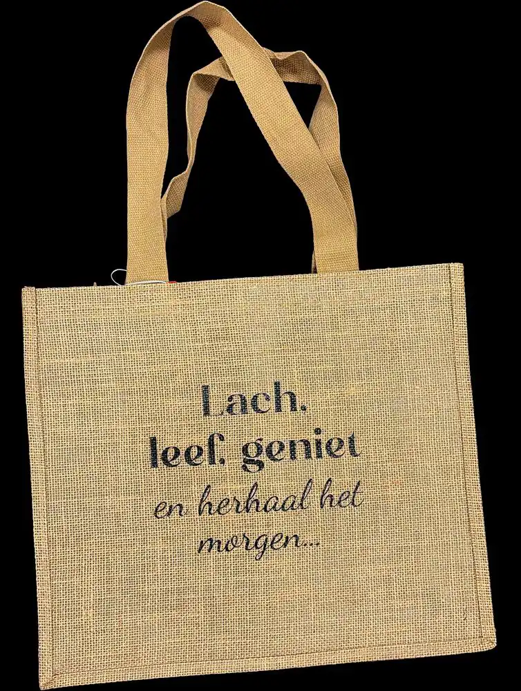 Jute Tas: Lach, leef, geniet...