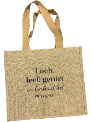 Jute Tas: Lach, leef, geniet...