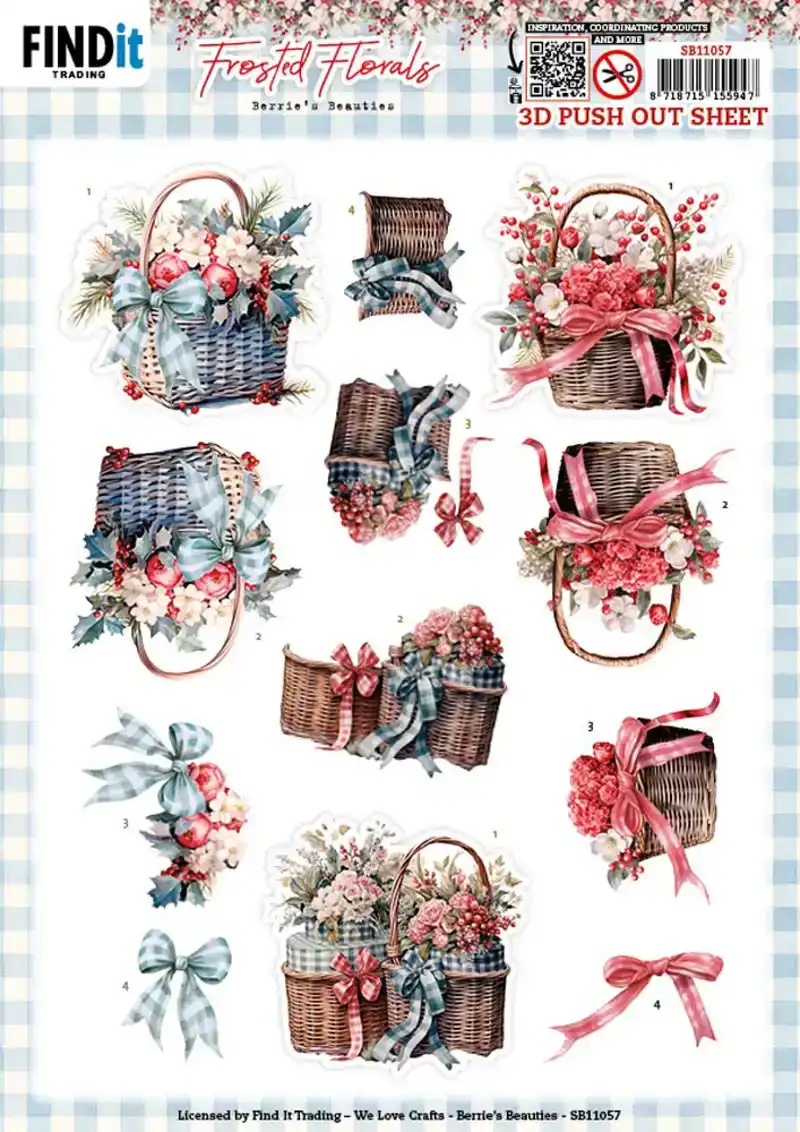 Berries Beauties Frosted Florals 3D Push Out Basket