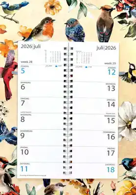 Omleg week kalender 2026 Vogels getekend