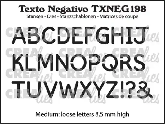 Crealies Texto Negativo Alfabet Middelgroot