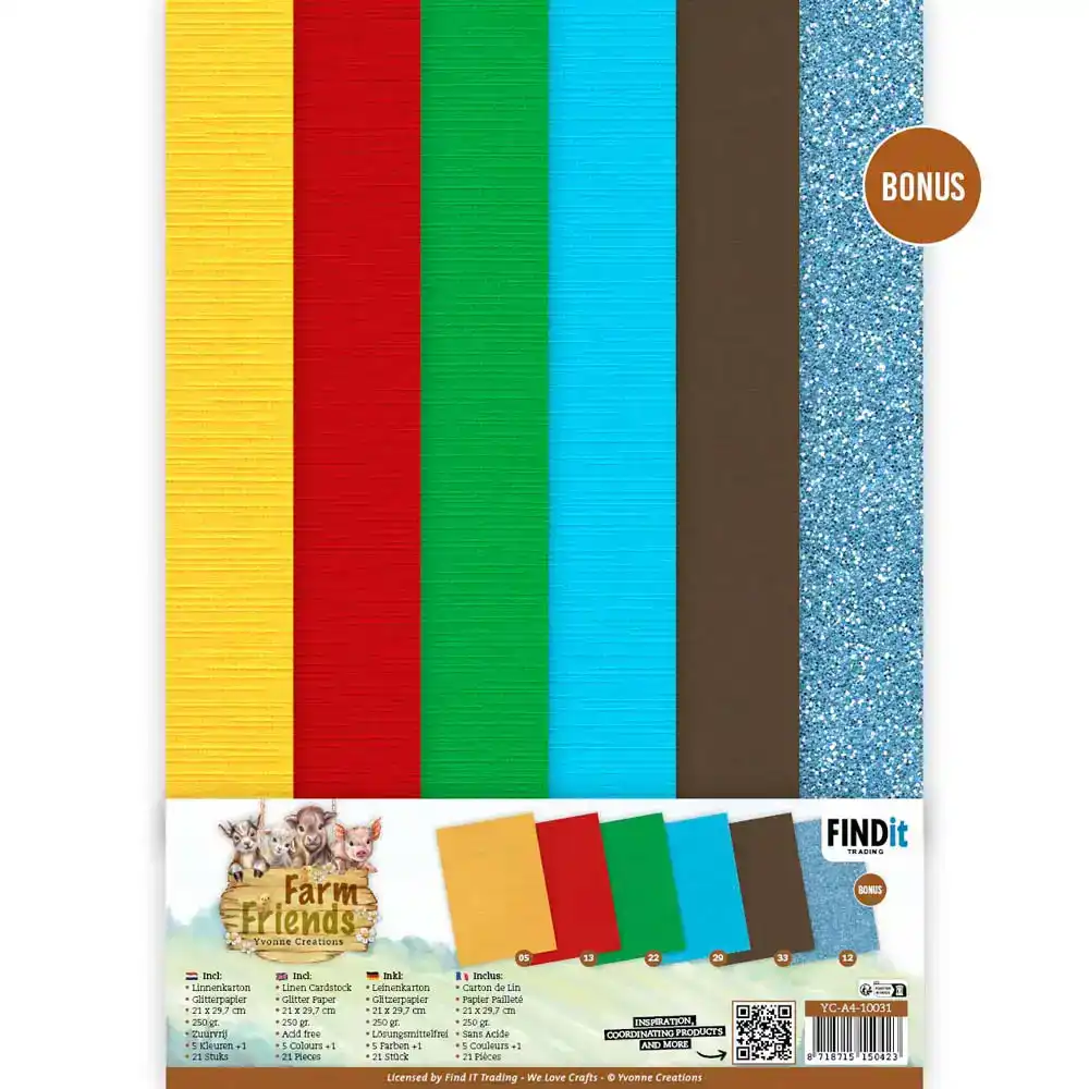 Yc Farm Friends Linen Cardstock Pack A4