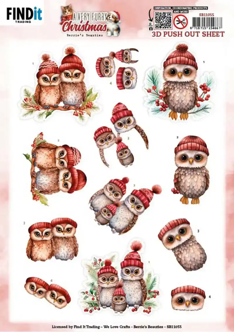 Berries Beauties a very furry christmas push out owl