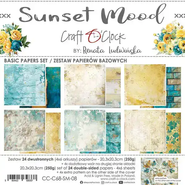Craft O Clock Sunset Moods 20x20 Basic Paper Pad