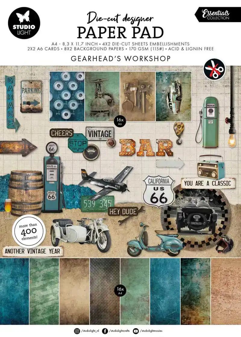 Studio Light Essentials Gearhead Workshop A4 Die-Cut Paper Pad