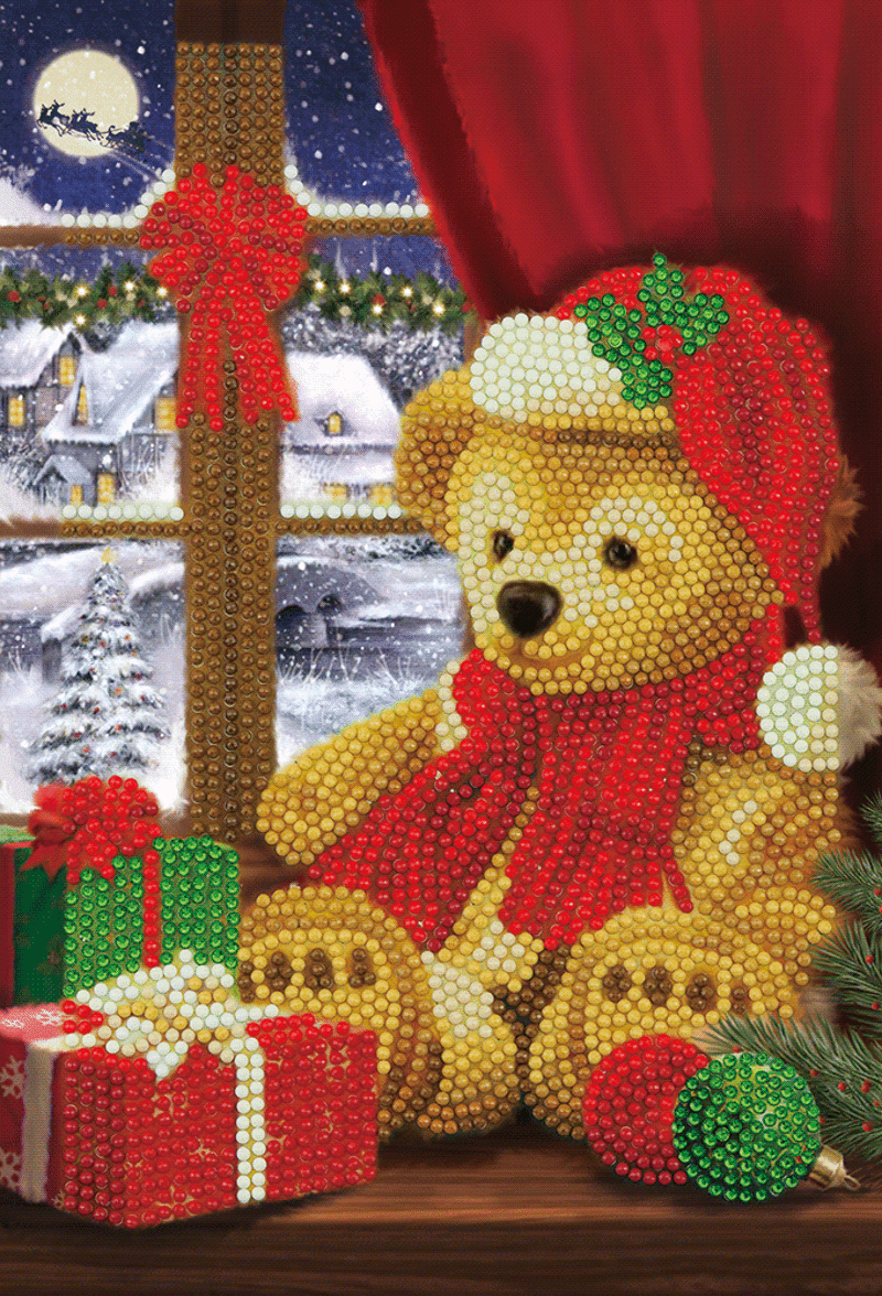 Crystal art notebook 18x26cm Festive Teddy