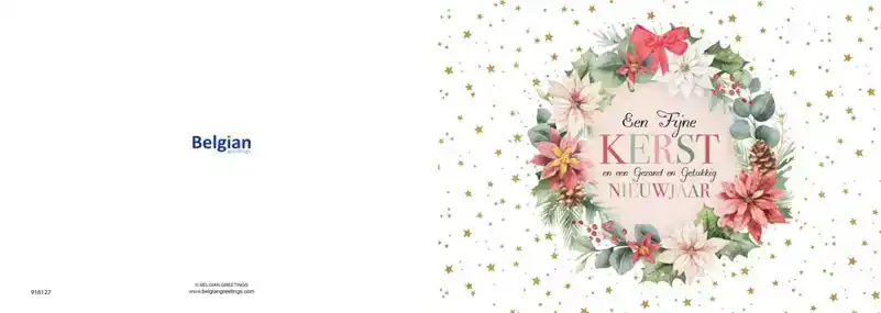 Kerstkaart 2025 kerstdagen krans bloemen