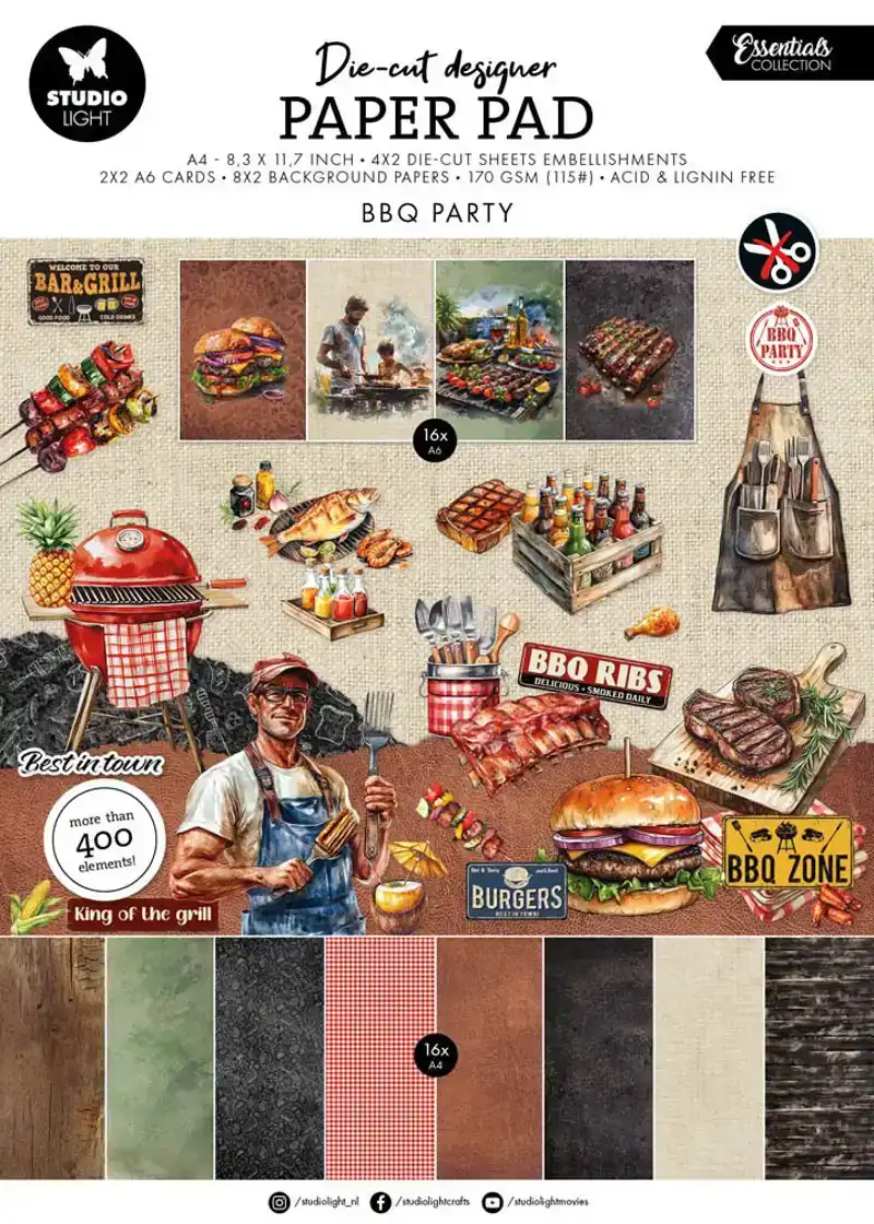 Studio Light Essentials BBQ Party A4 Die-Cut Paper Pad