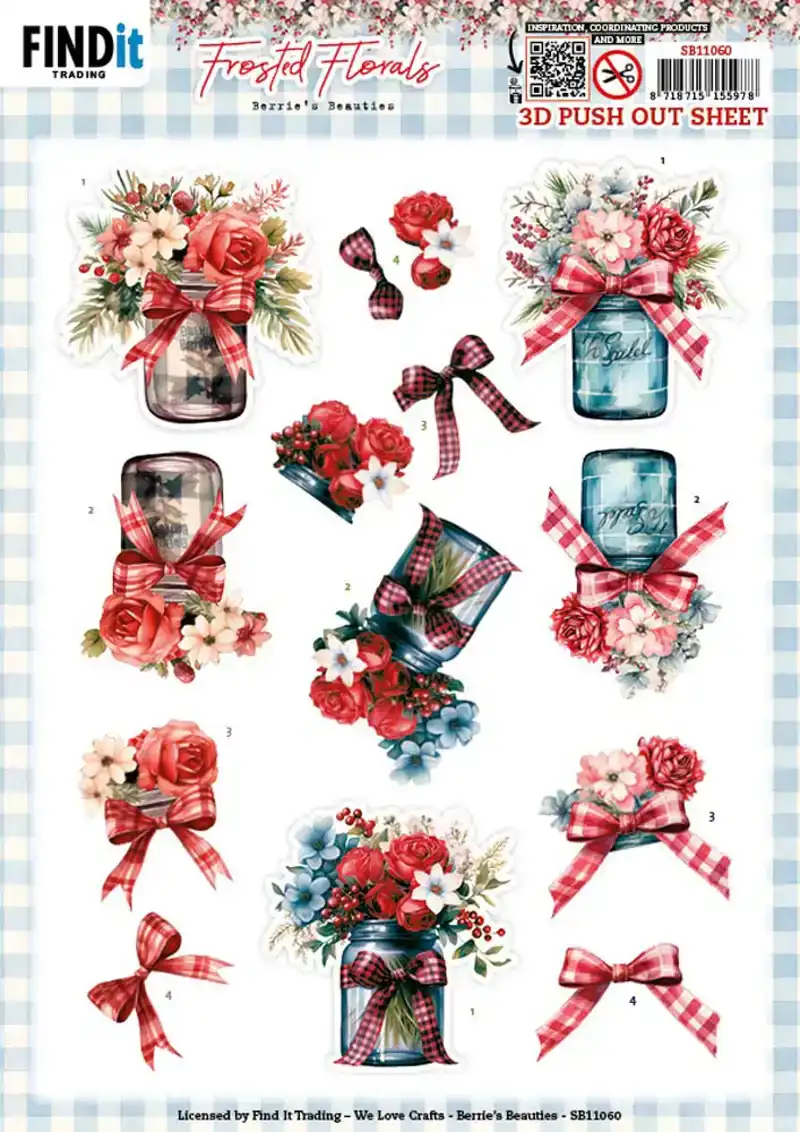Berries Beauties Frosted Florals 3D Push Out Vase