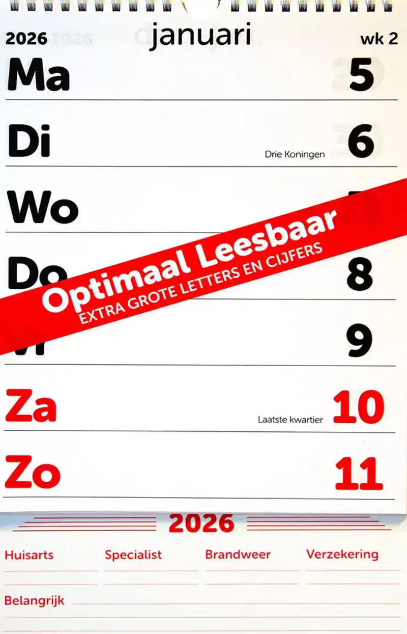 Weekblok kalender 2026 XL