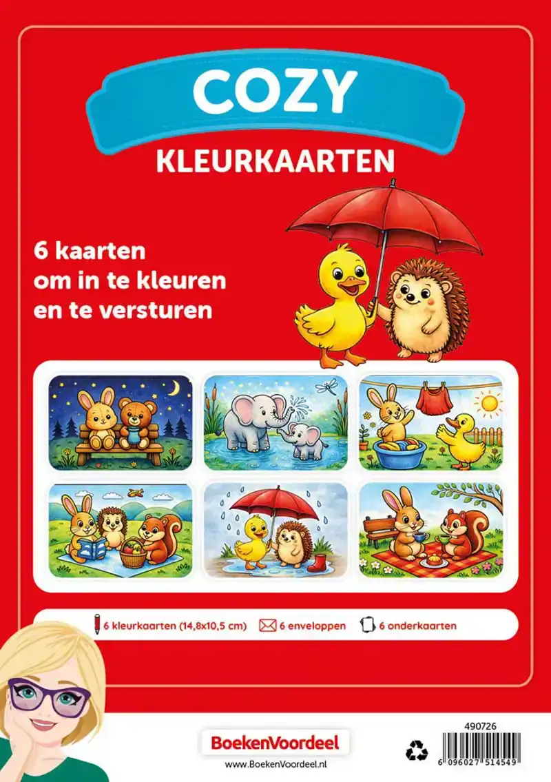 Cozy Kleurkaarten Schattige dieren 6st