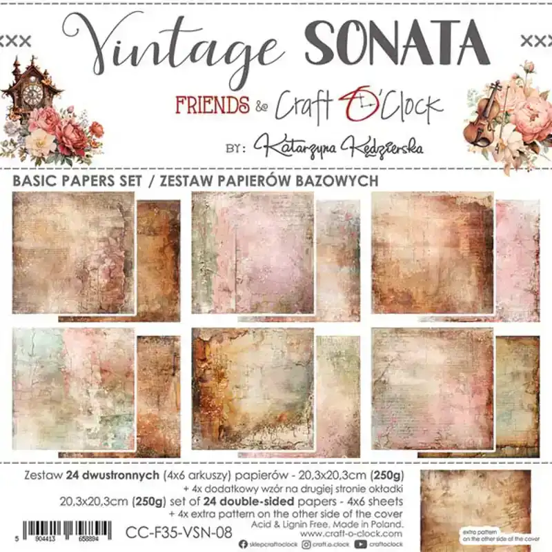 Craft O Clock Vintage sonata 20x20 basic paper pad