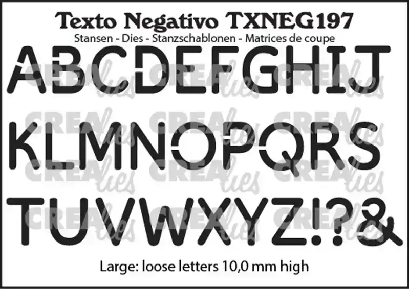 Crealies Texto Negativo Alfabet Groot