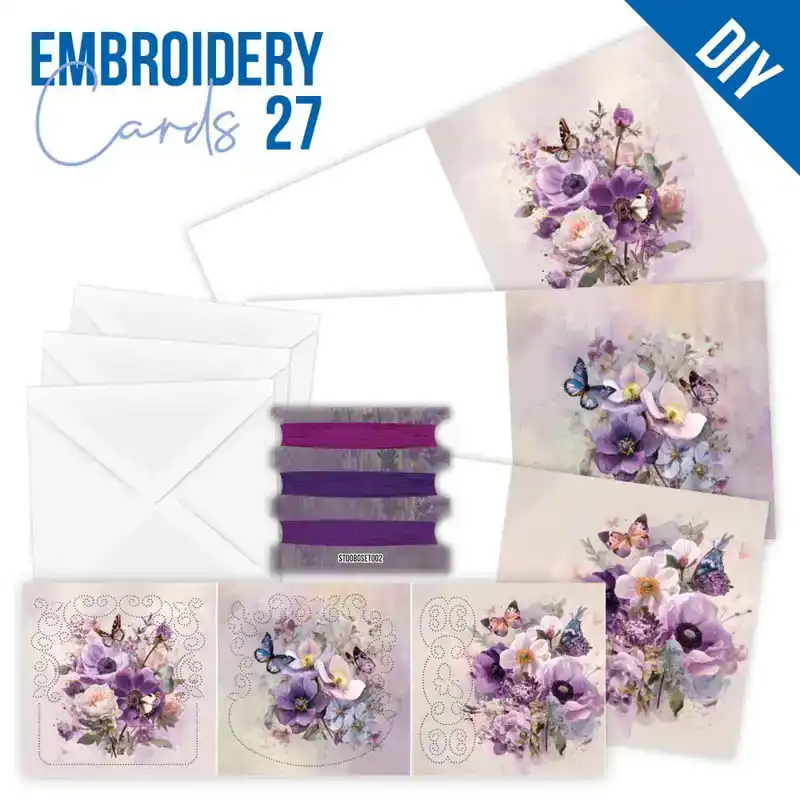 Embroidery cards 27 Berries Beauties purple flowers