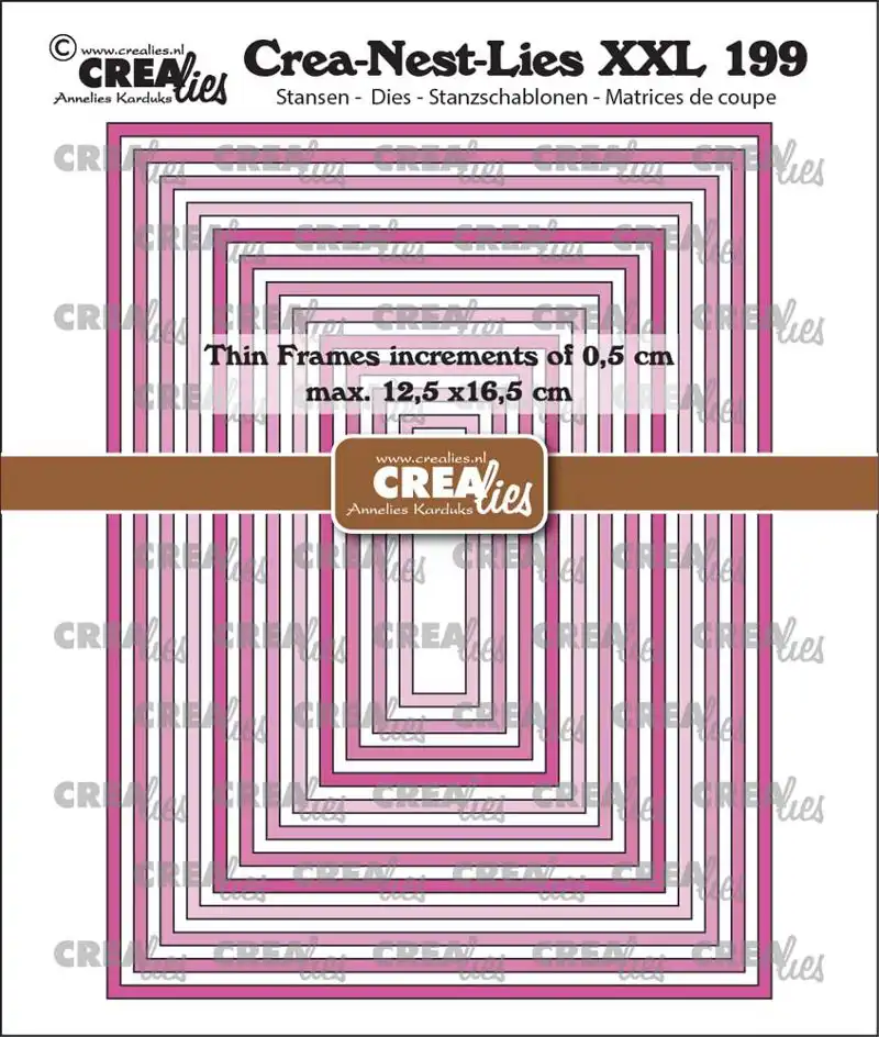 Crealies Crea-Nest-Lies XXL stansen no. 199, Dunne Kaders Rechthoeken glad