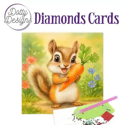 Dotty Designs Diamond Cards – Squirrel with Carrot