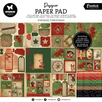 Studio Light - Mixed Paper Pad - Vintage Christmas Essentials