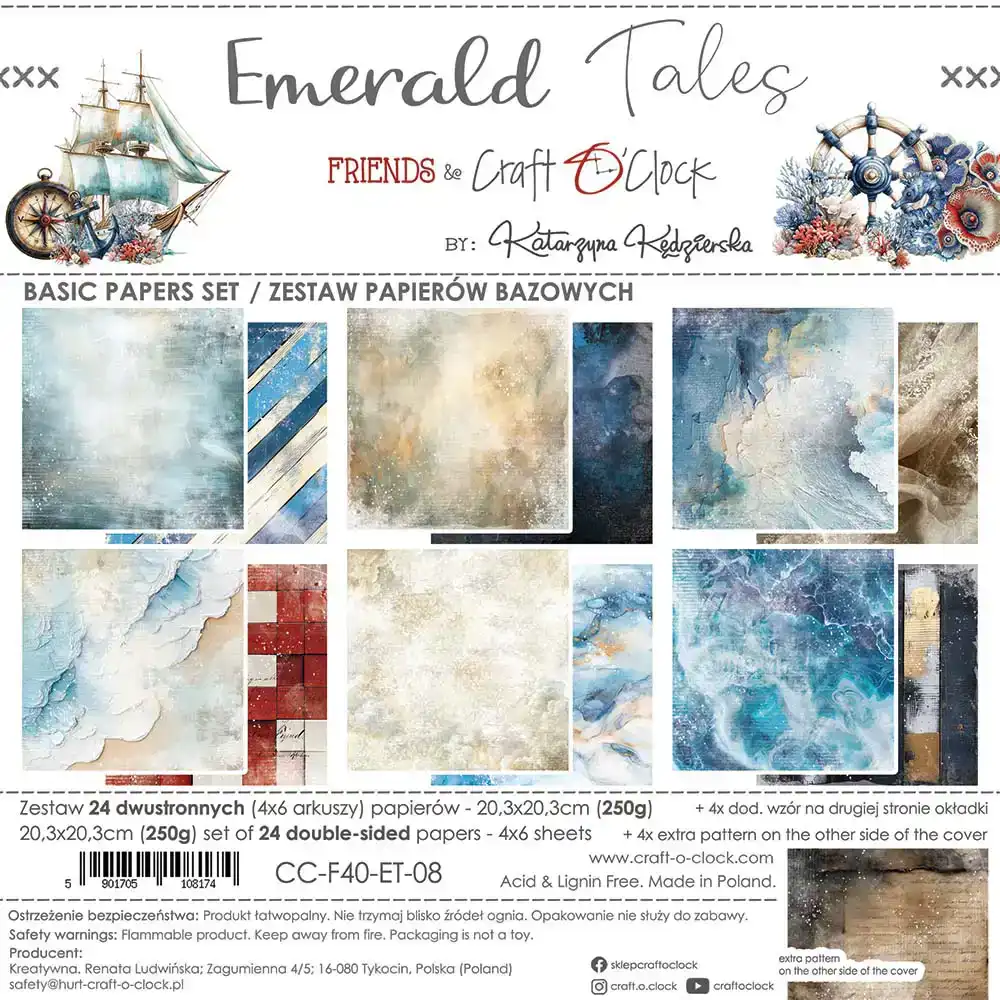 Craft O’Clock Emerald Tales Papierpakket 20, 3 X 20, 3cm Basics