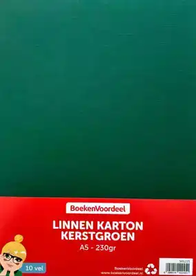 Linnen karton 21x14,8cm 10 vel kerst groen