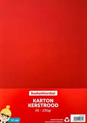 Karton Kerstrood 10 vel 230gr 21x14,8cm