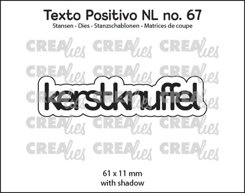 Crealies Texto Positivo stansen no. 67, kerstknuffel