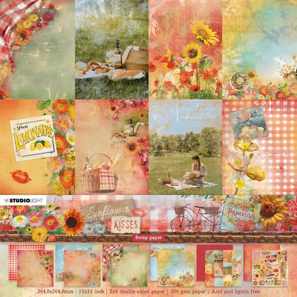 Sunflower Kisses Paper Set Background 30.5x30.5cm