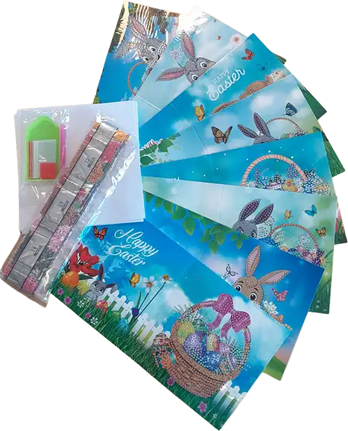 Diamond Painting Wenskaarten Set 8st met envelop<br>