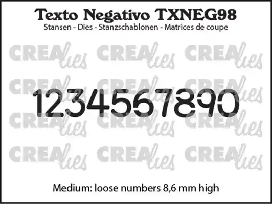 Crealies Texto Negativo Cijfers Middelgroot
