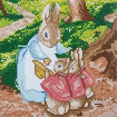 Crystal Art Kit 30x30cm Peter Rabbit Flopsy Bunnies <br>