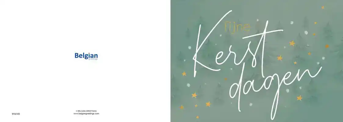 Kerstkaart 2025 kerstdagen goud groen/ wit groen