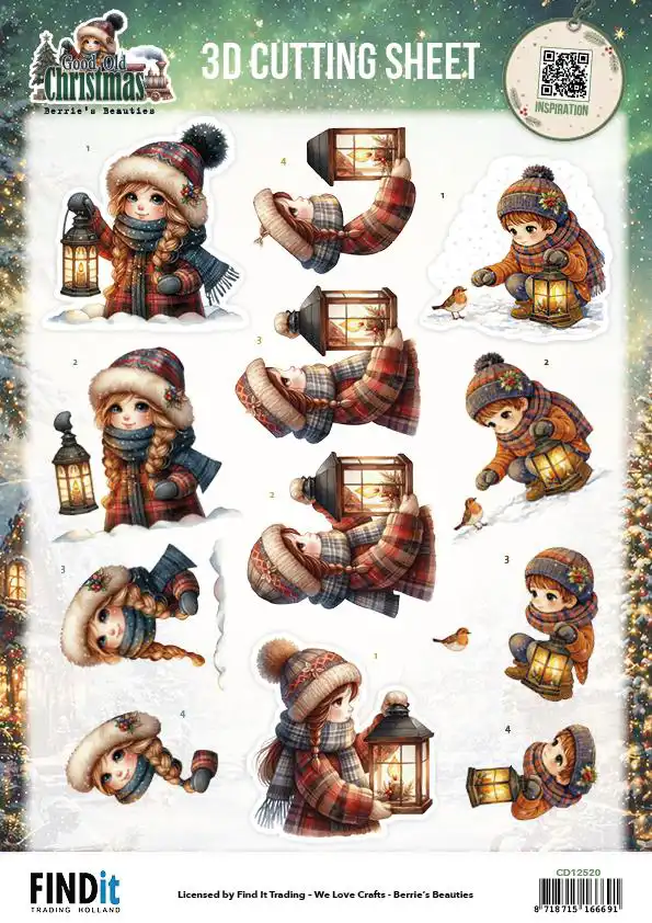 3D Knipvellenset Berries Beauties Good Old Christmas Girl en Houses