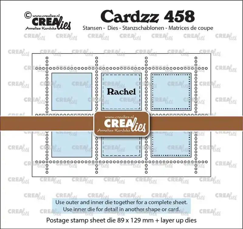 Crealies Cardzz rechthoekig postzegelvel Rachel