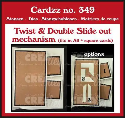 Cardzz stansen no. 349, Twist & Double Slide out mechanisme (past in A6 en vierkante kaart)