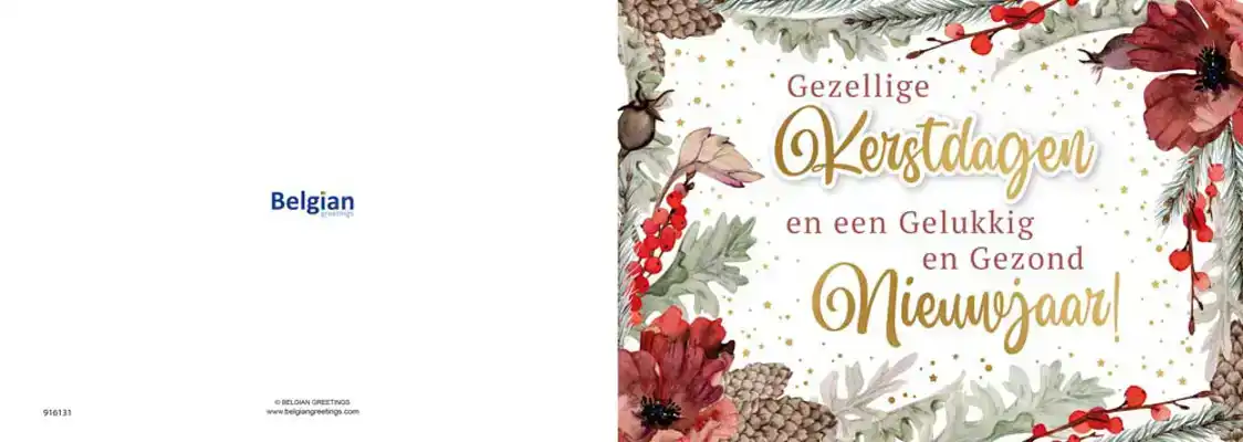 Kerstkaart 2025 kerstdagen met rode kerstbloem