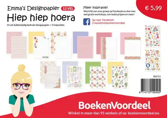 Emma's papierset Hiep hiep hoera 12 vel