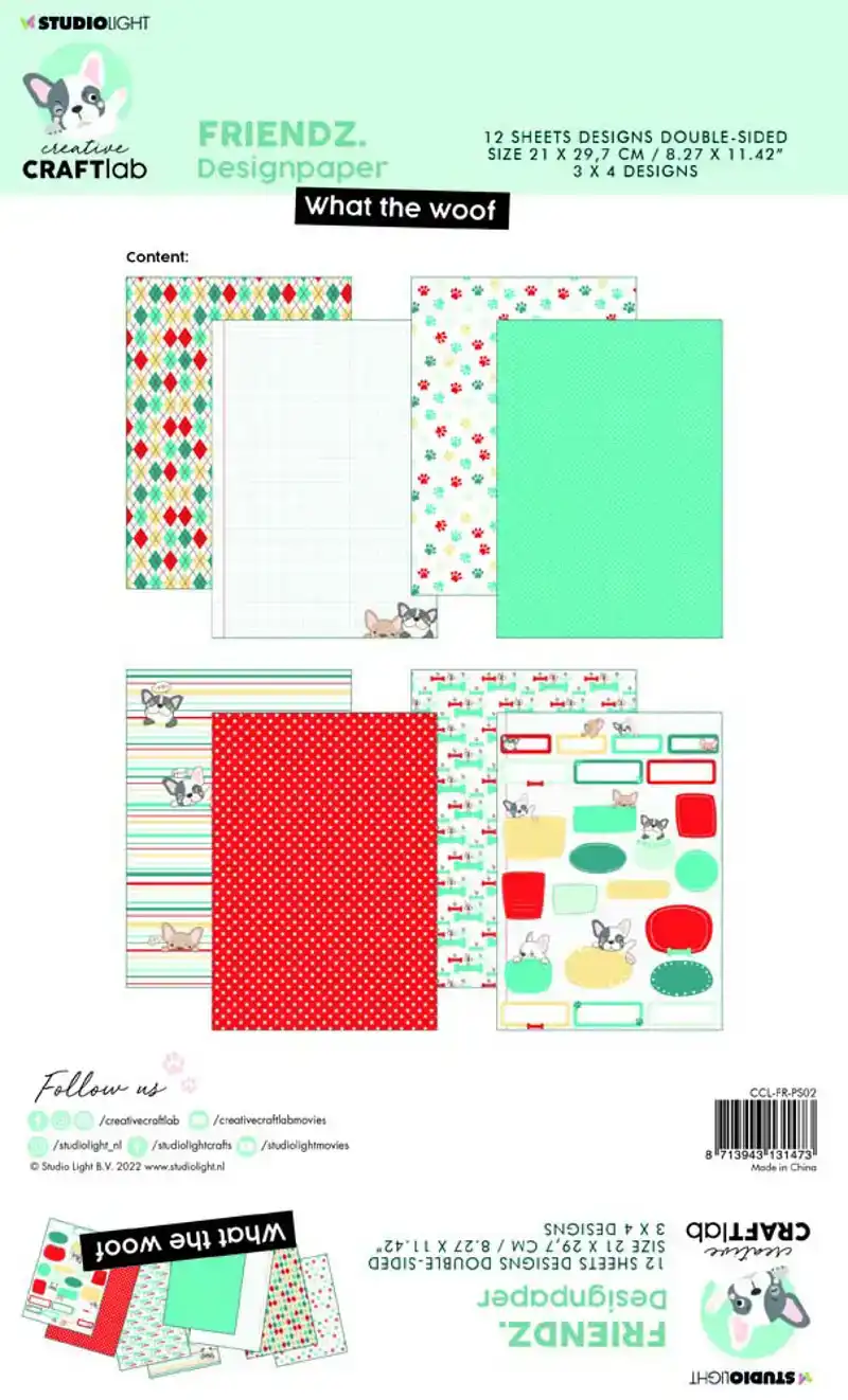 Creative Craftlab What The Woof Designpapier set A4 12vel